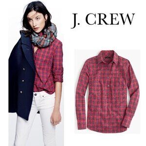 NWT – J. CREW Red Black and Yellow Tartan Plaid Popover Shirt Tunic- 2